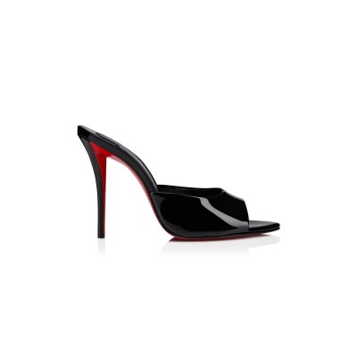 CHRISTIAN LOUBOUTIN MISS Z MULE 100MM OPEN HEEL SANDALS PATENT LEATHER BLACK WOMEN'S 1250970B439